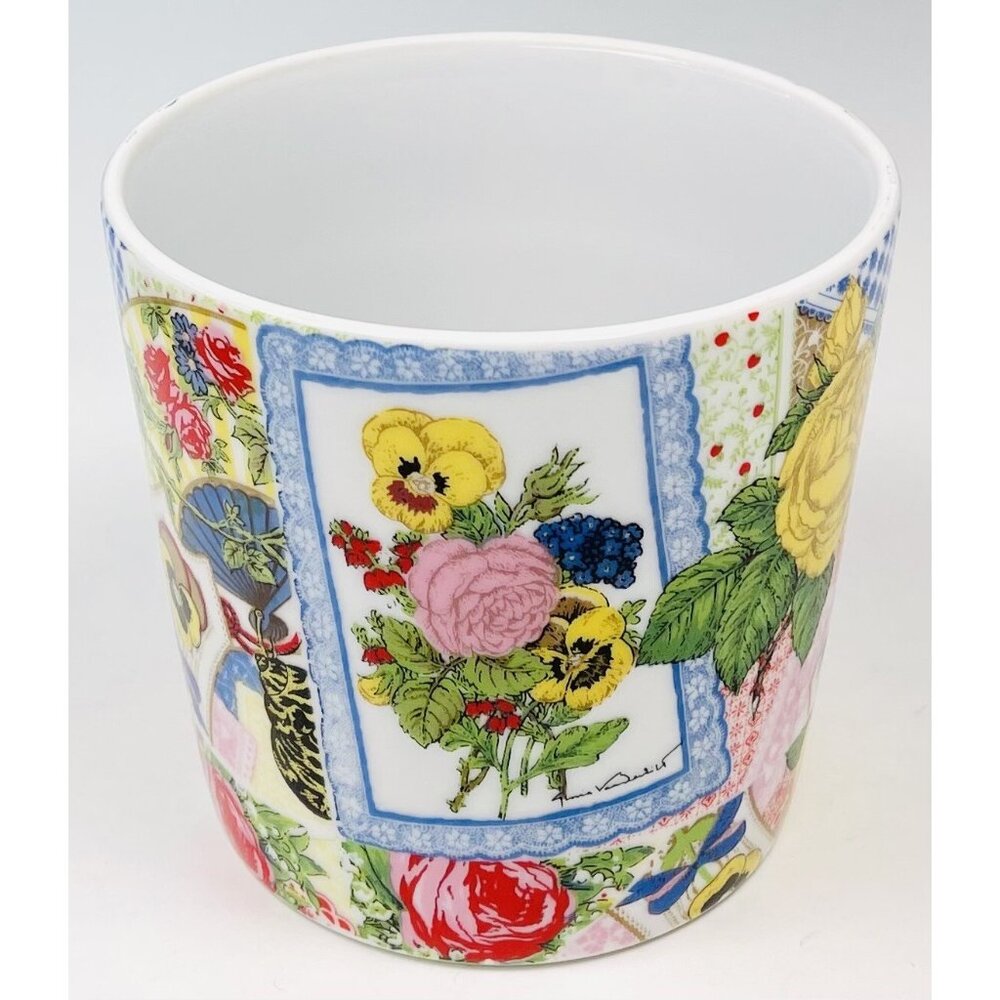 VTG Gloria Vanderbilt for Mann 4.5" Ceramic Porcelain My Collage PLANTER Pot EUC